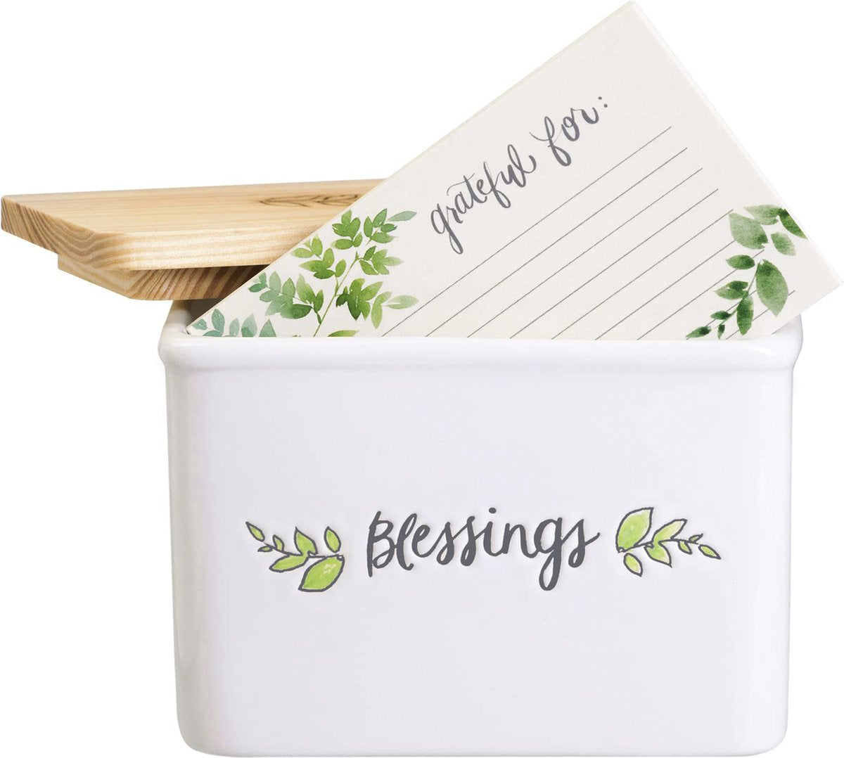 Eccolo Geschenkset - Rezeptbox - Segen - mit 50 Rezeptkarten - inkl. Deckel Holz – ec-hc104b
