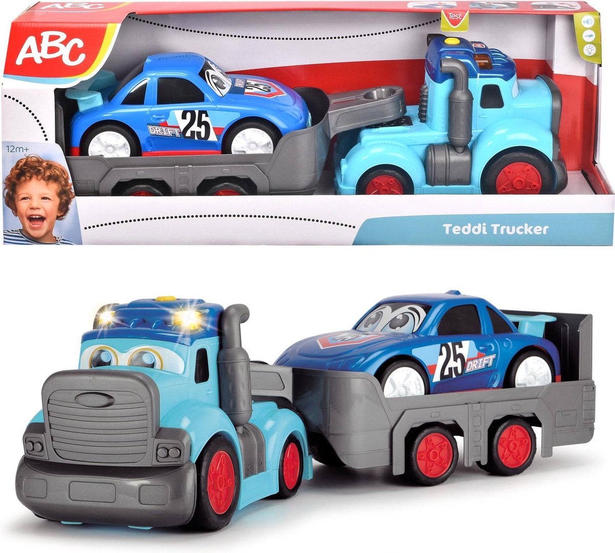 Dickie ABC Teddi Trucker-Transporter mit Rennwagen