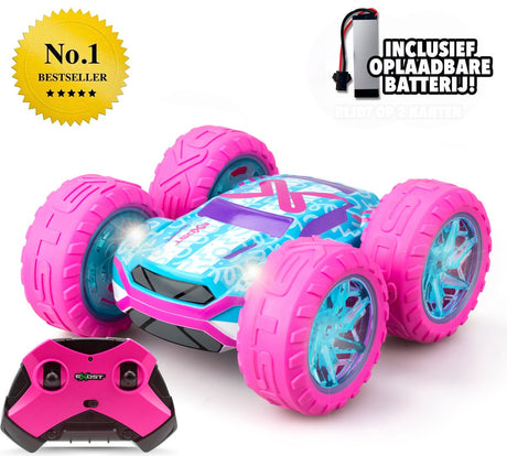 Exost rc 360 Cross Flash Stuntauto rosa 1:18 - blinkende Räder - inkl. wiederaufladbarer Akku - RC-Auto