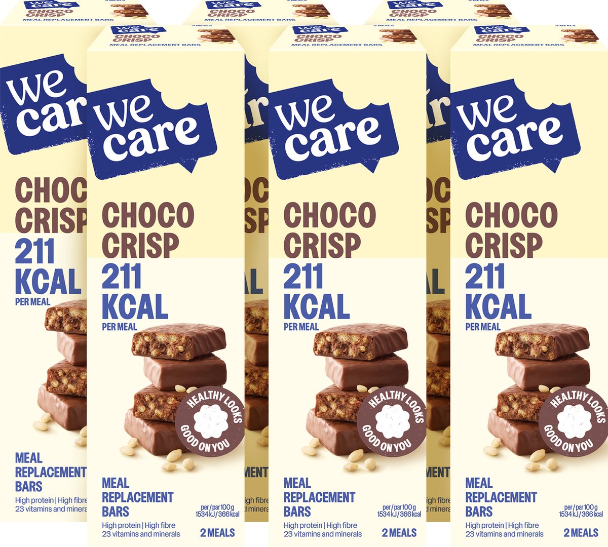Wecare Mahlzeitenersatz - Riegel - Knusprige Schokolade - 6 x 120 gr