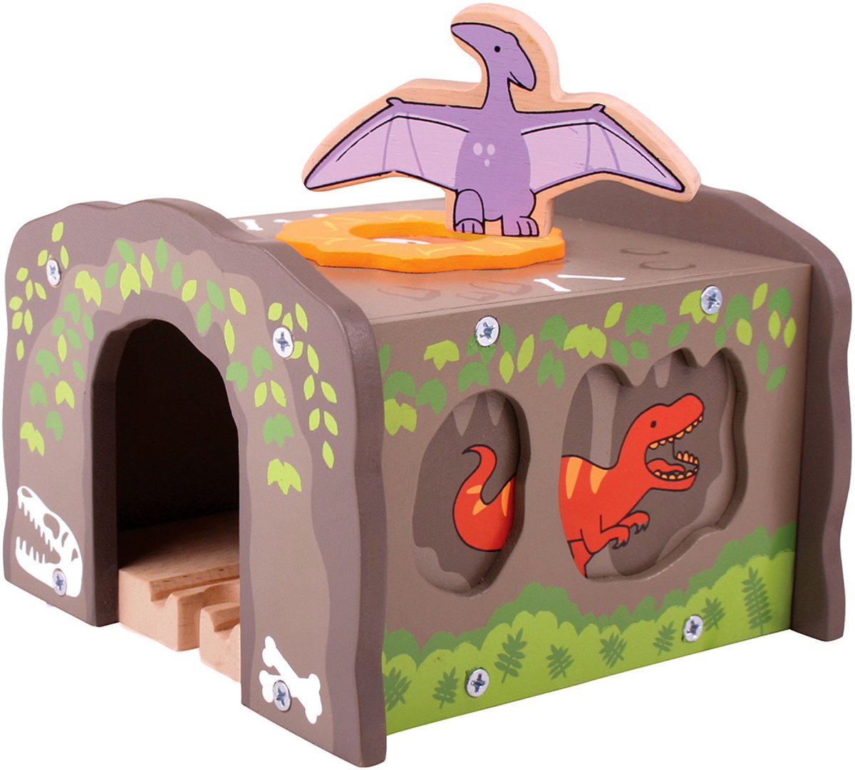 Bigjigs hölzerner Dino-T-Rex-Eisenbahntunnel
