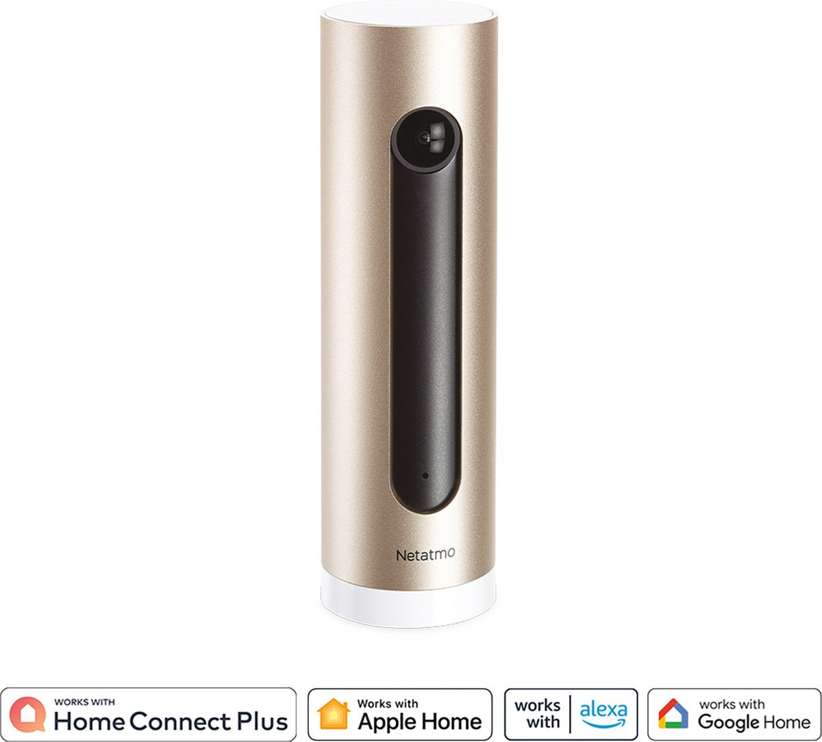 Netatmo intelligente Innenkamera – WiFi-Sicherheitskamera – Bewegungserkennung – Nachtsicht – funktioniert mit Google Home, Alexa und Apple Home Kit – 1 Stück – Gold