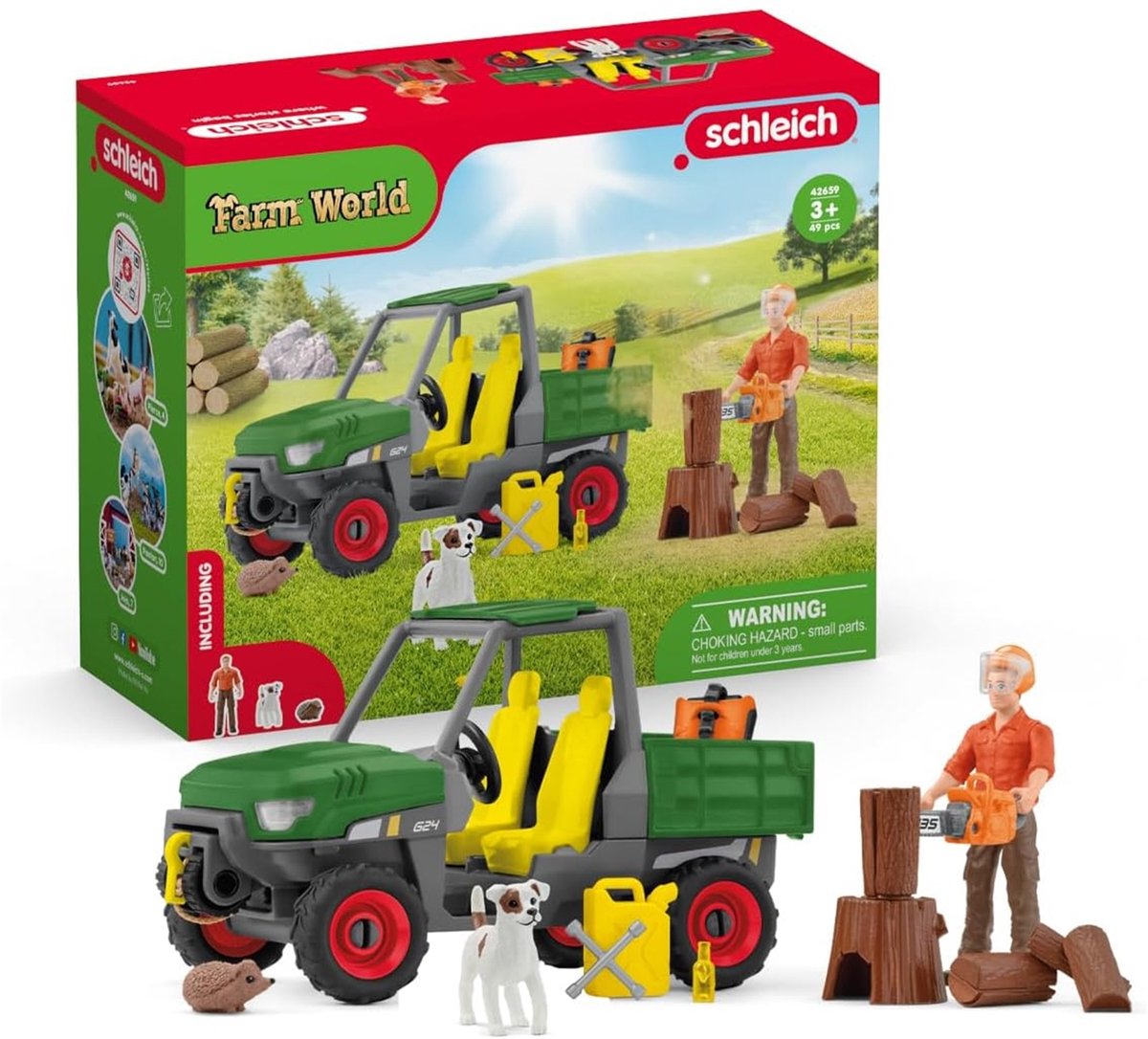 Schleich Farm World Houtzager mit Fahrzeug 42659