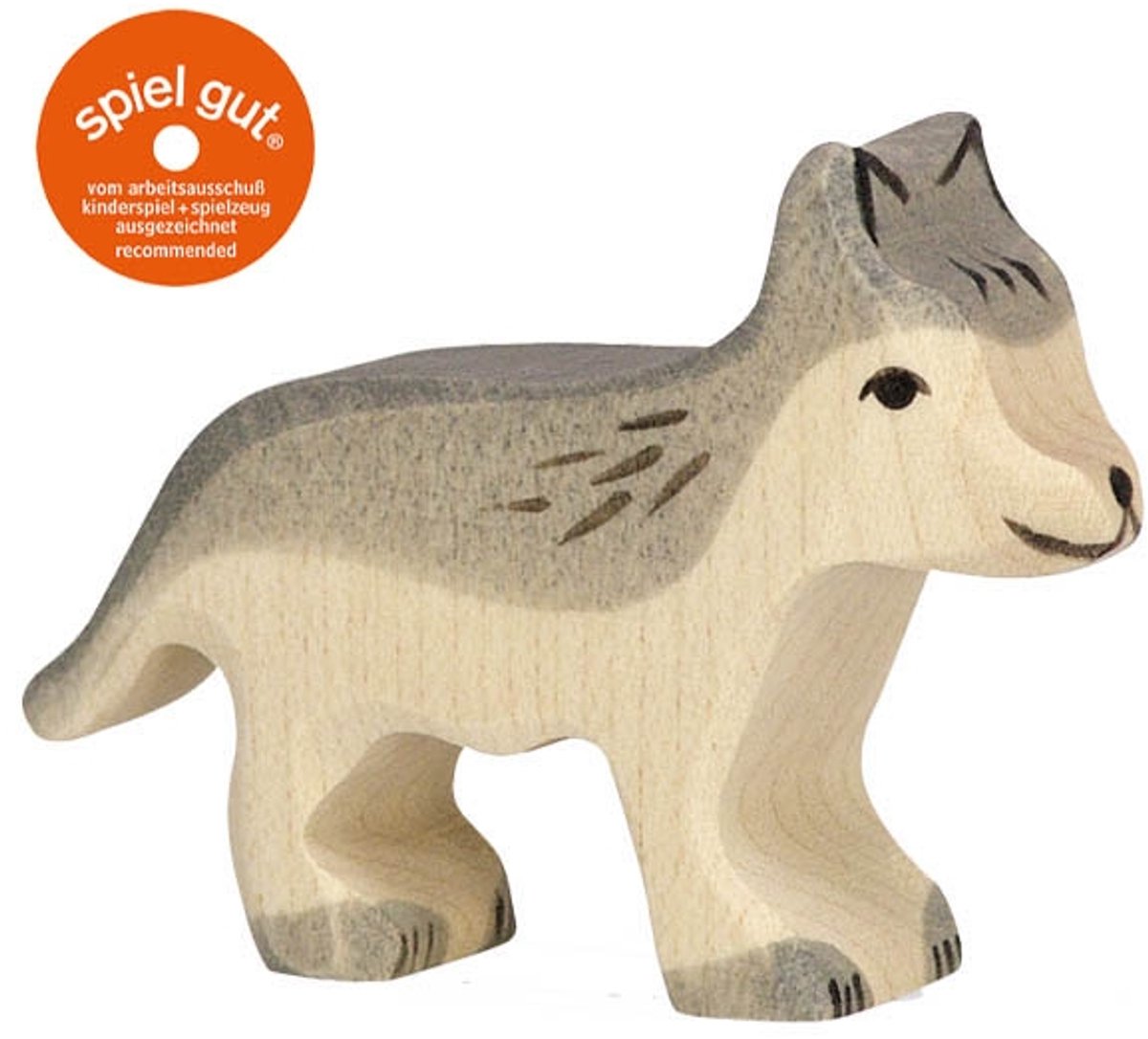 Holztiger Waldtiere - Wolf klein - 7x2x5cm - Holzfigur - handgefertigt