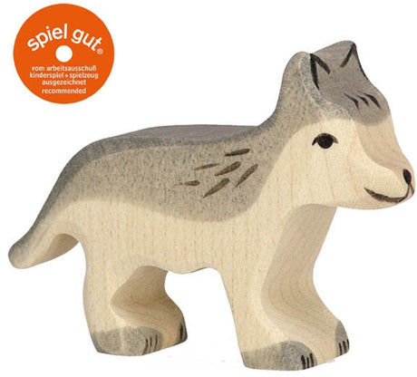 Holztiger Waldtiere - Wolf klein - 7x2x5cm - Holzfigur - handgefertigt