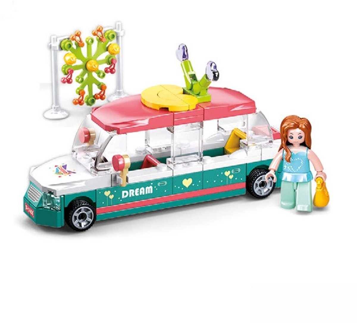Sluban Girls Dream Limousine Bauspielzeug für Kinder ab 6 Jahren – Konstruktionsspielzeug Modellbau Luxusauto – Baukasten mit 117 Bausteinen und 1 Minifigur – M38-B0921a