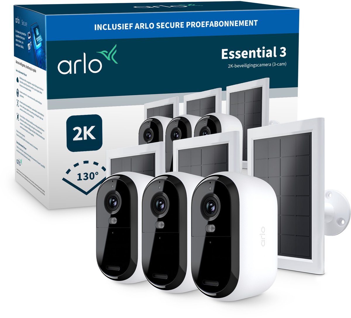 Arlo Essential3 2K-Überwachungskamera-Solarmodule – 3er-Pack