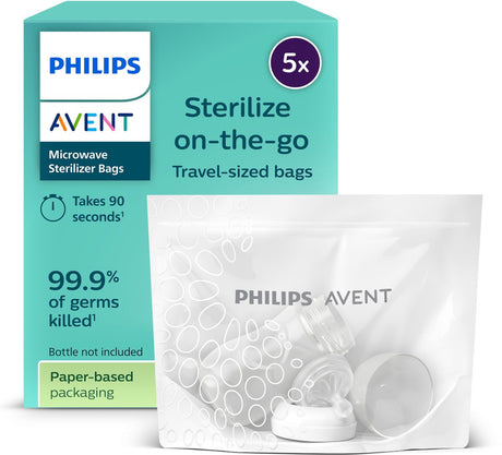 Philips Avent – Mikrowellen-Sterilisationsbeutel – schnelle Sterilisation – 5 Stück – scf297 05