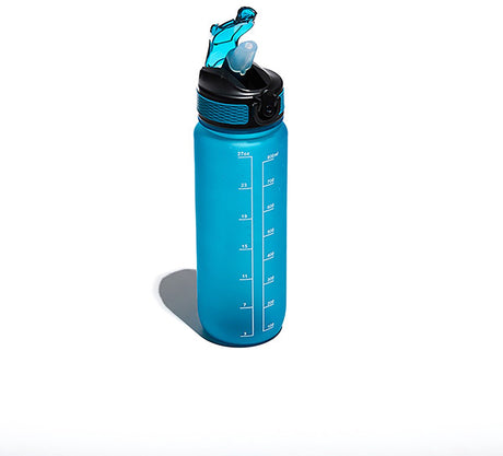 Muitomas Sportwasserflasche – graduiert – Silikonstrohhalm – Verschluss am Verschluss – 750 ml – blau