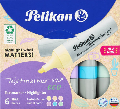 Pelikan Textmarker 490 - Öko-Pastell - sortiert - 6 Stück