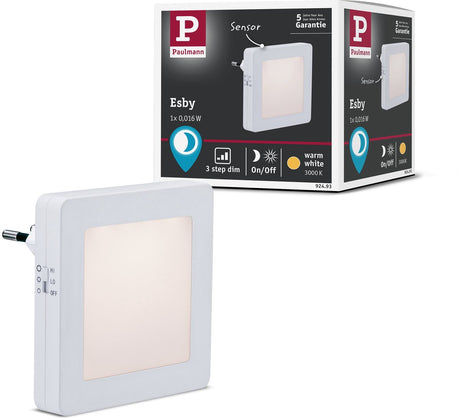 Paulmann Nachtlampe Esby mit Dämmerungssensor eckig 3000k 0,7lm