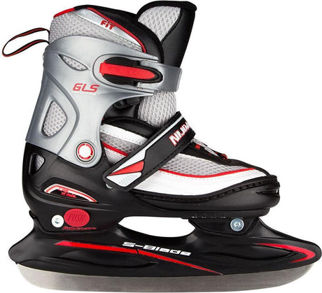 Nijdam Eishockey-Schlittschuhe – verstellbar – Schwarz Silber – Größe 34–37