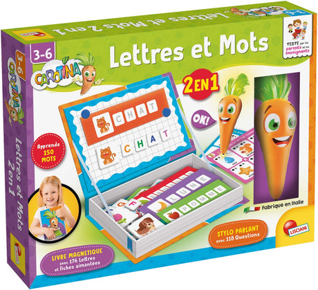 Lisciani - Carotina - Magnetismus mit gesprochenem Stift 2 und 1 Buchstaben und Worte - fr