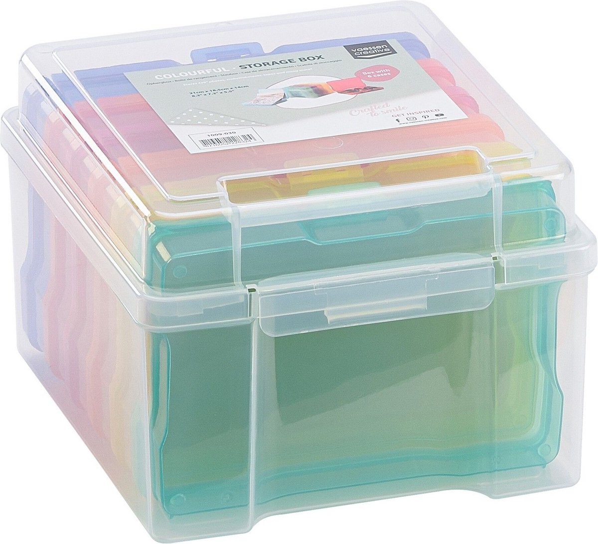 Vaessen creative opbergbox – 21 x 18,5 x 14 cm – incl. 6 cassettes