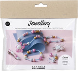 Creativ Company Mini-Hobby-Set, Schmuck, Halskette, Armband, Clips, Brosche, Blau, Hellblau, Pastellrosa, 1 Box