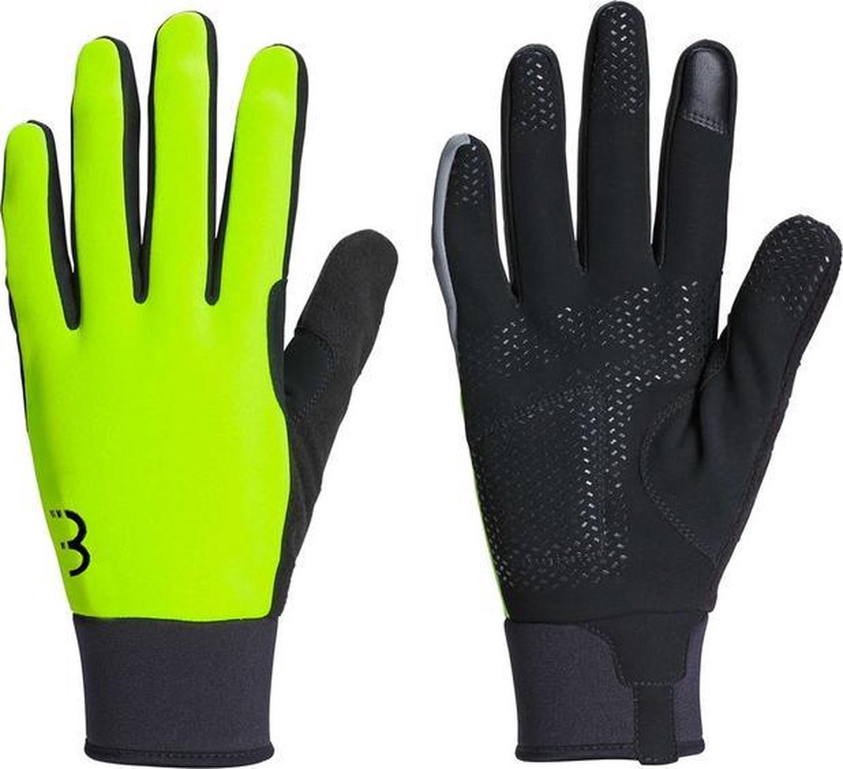 Bbb cycling controlzone fietshandschoenen winter - 5 - 10 ℃ - winddichte wielrenhandschoenen heren dames - sporthandschoenen - touchscreen compatibel - neon geel - maat xxxl - bwg-36