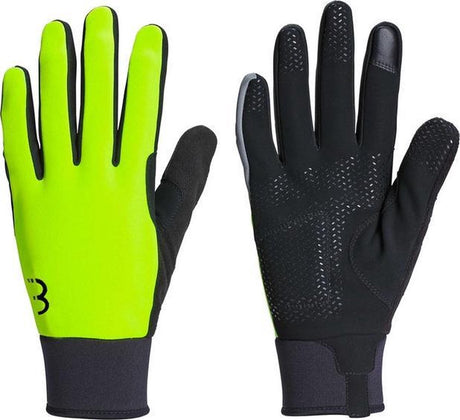 Bbb cycling controlzone fietshandschoenen winter - 5 - 10 ℃ - winddichte wielrenhandschoenen heren dames - sporthandschoenen - touchscreen compatibel - neon geel - maat m - bwg-36
