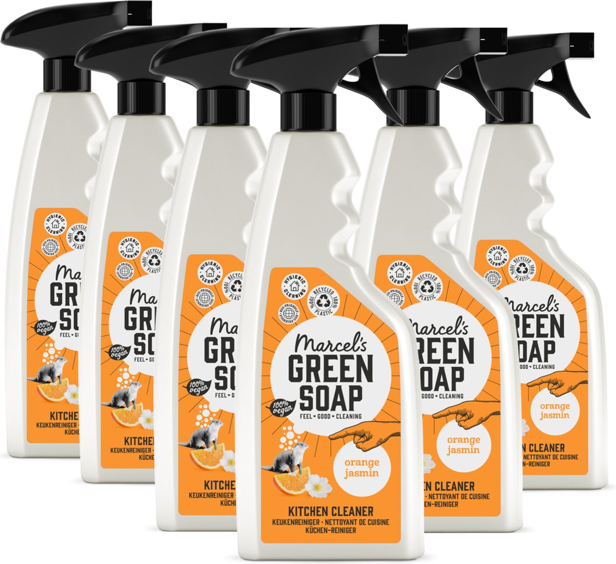 Marcel's green soap keukenreiniger spray - sinaasappel jasmijn - 6 x 500ml