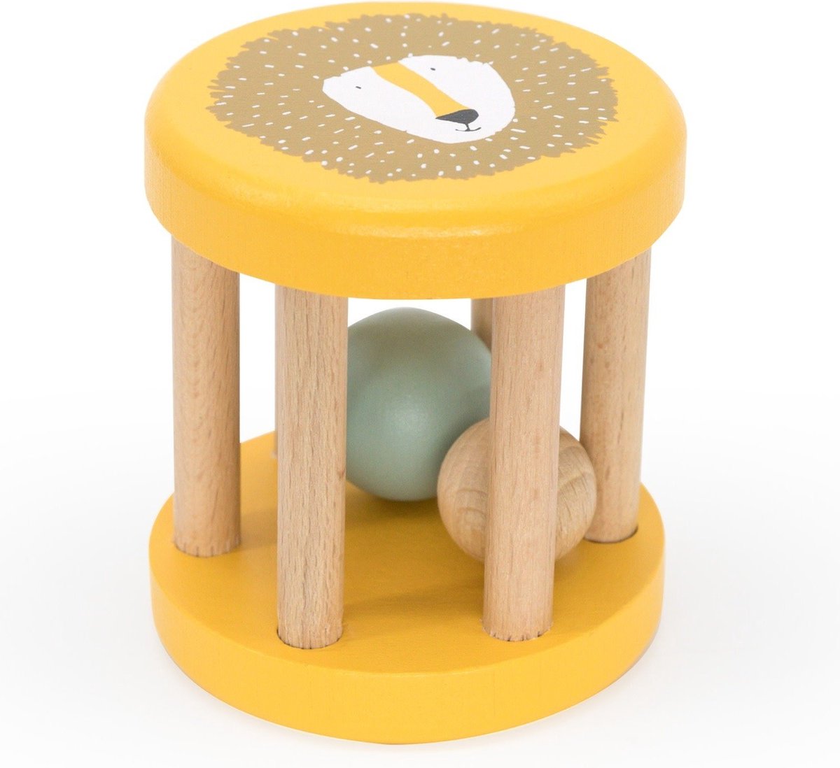 Trixie Rollrassel aus Holz - Mr. Löwe – erstes Babyspielzeug – Mutterschaftsgeschenk – für Jungen und Mädchen