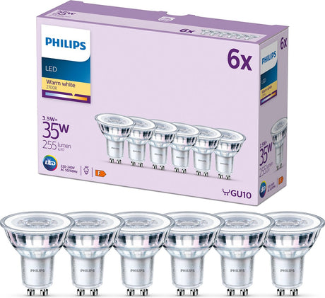 Philips led spot - 35 w - gu10 - warmwit licht - 6 stuks