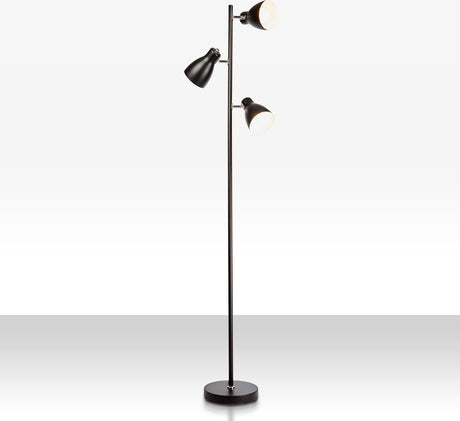 B.k.licht – Industrie-Stehleuchte – schwarz-goldene Stehleuchte – drehbarer Stab – mit E27-Fassung – H.: 166 cm