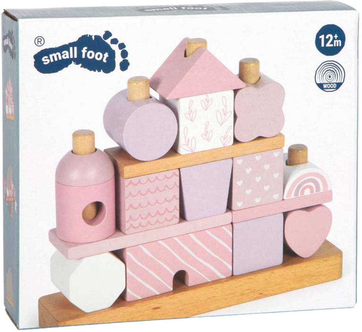 Small Foot - Stapelhaus aus Holz rosa - 18-tlg.