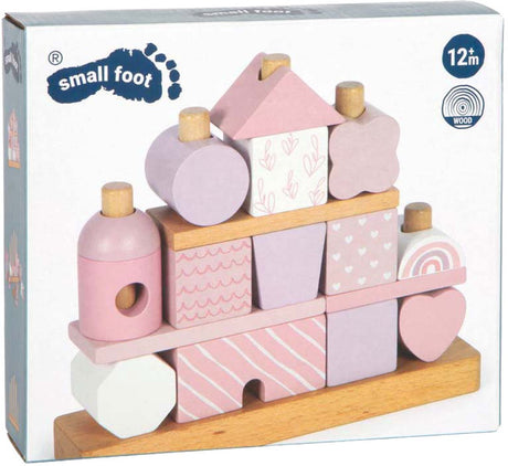 Small Foot - Stapelhaus aus Holz rosa - 18-tlg.