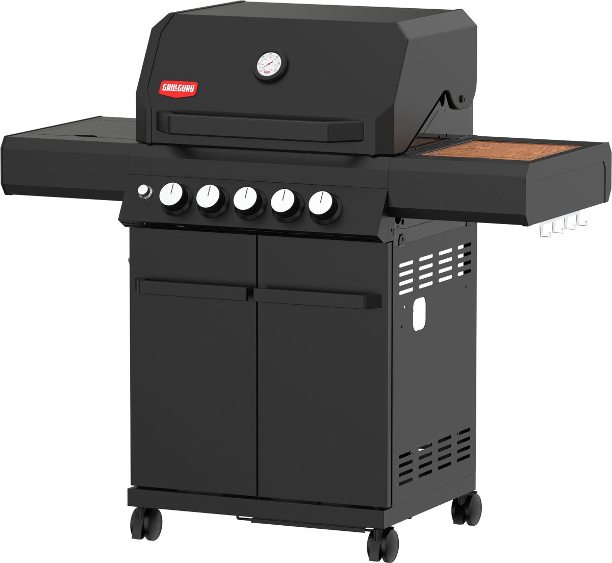 Grill guru burner 3 - gasbarbecue - 2x hoofdbrander - 1x infrarood - 1x zijbrander - 1x achterbrander - zwart