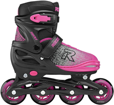 Roces Jokey X verstellbare Inline-Skates Mädchen – Inline-Skates – Mitwachs-Skates – Schwarz Pink – Größe 26–29