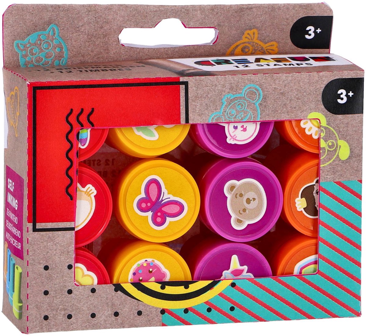 Creafun Stempel 12 Stück inklusive Tinte | 4 Stück