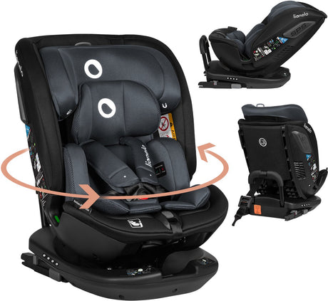 Lionelo Bastiaan RWF i-Size Autositz 0-36 kg – Isofix – 360° drehbar – i-Size R129 – rückwärts vorwärts – Seitenschutz – Tri-Guard-Kopfstütze – von der Geburt bis 12 Jahre