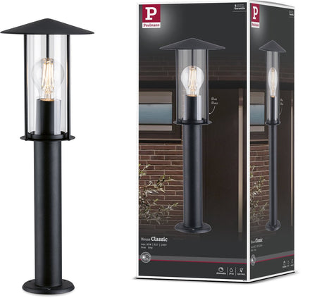 Paulmann Pollerleuchte Klassik IP44 500 mm max. 15 W, 230 V, dunkelgrau, E27, Metall, Glas