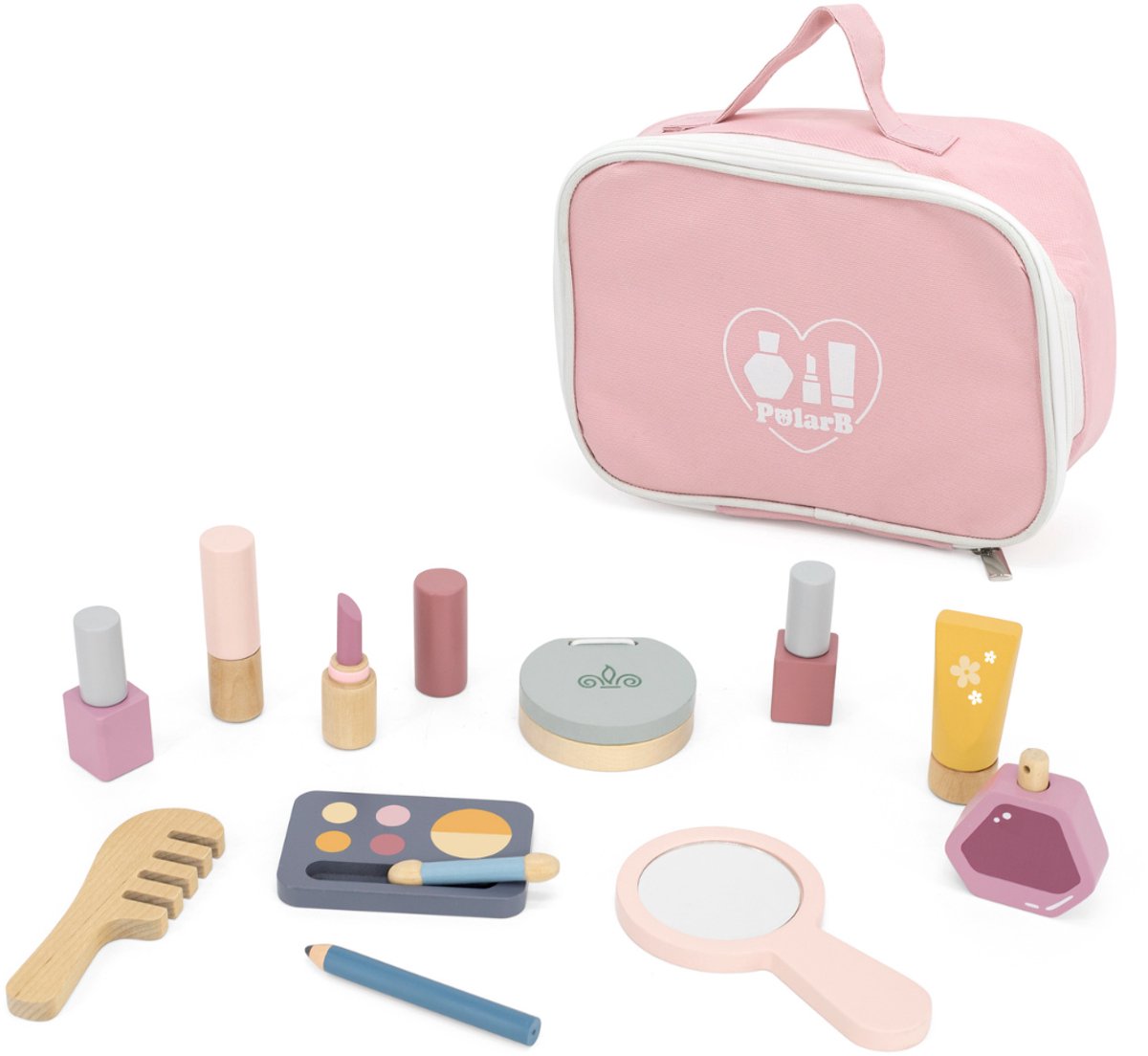 Polarb Make-up-Spielset aus Holz – Schönheitsset aus Holz für Kinder – Rollenspielspielzeug