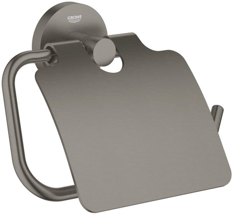 Grohe Start Toilettenpapierhalter mit Deckel – Schrauben oder Kleber – Metall – gebürsteter Hartgraphit