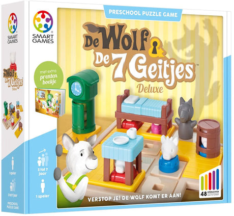 Intelligente Spiele: Der Wolf und die 7 Ziegen – logisches Denkspiel für Kleinkinder und Kleinkinder – 48 Aufgaben mit Bilderbuch – lehrreiches Solospiel – ab 3 Jahren
