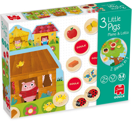 Goula Jumbo - - 3 kleine Schweinchen Memo Lotto - Kinderpuzzle - 24 Teile