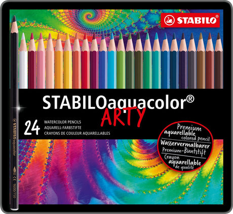 Stabilo aquacolor – Premium-Aquarell-Buntstifte – kunstvoll – Metalletui, 24 Farben
