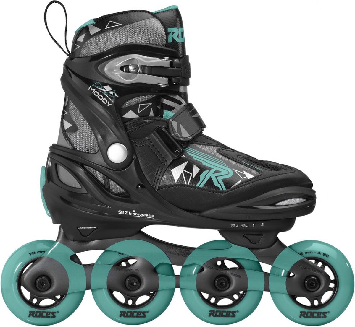 Inline-Skates Moody Tif 82A Schwarz Aqua Größe 30-35