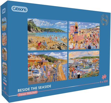 Gibsons Puzzle „Neben dem Meer“, 4x500 Teile, voller Puzzlespaß.