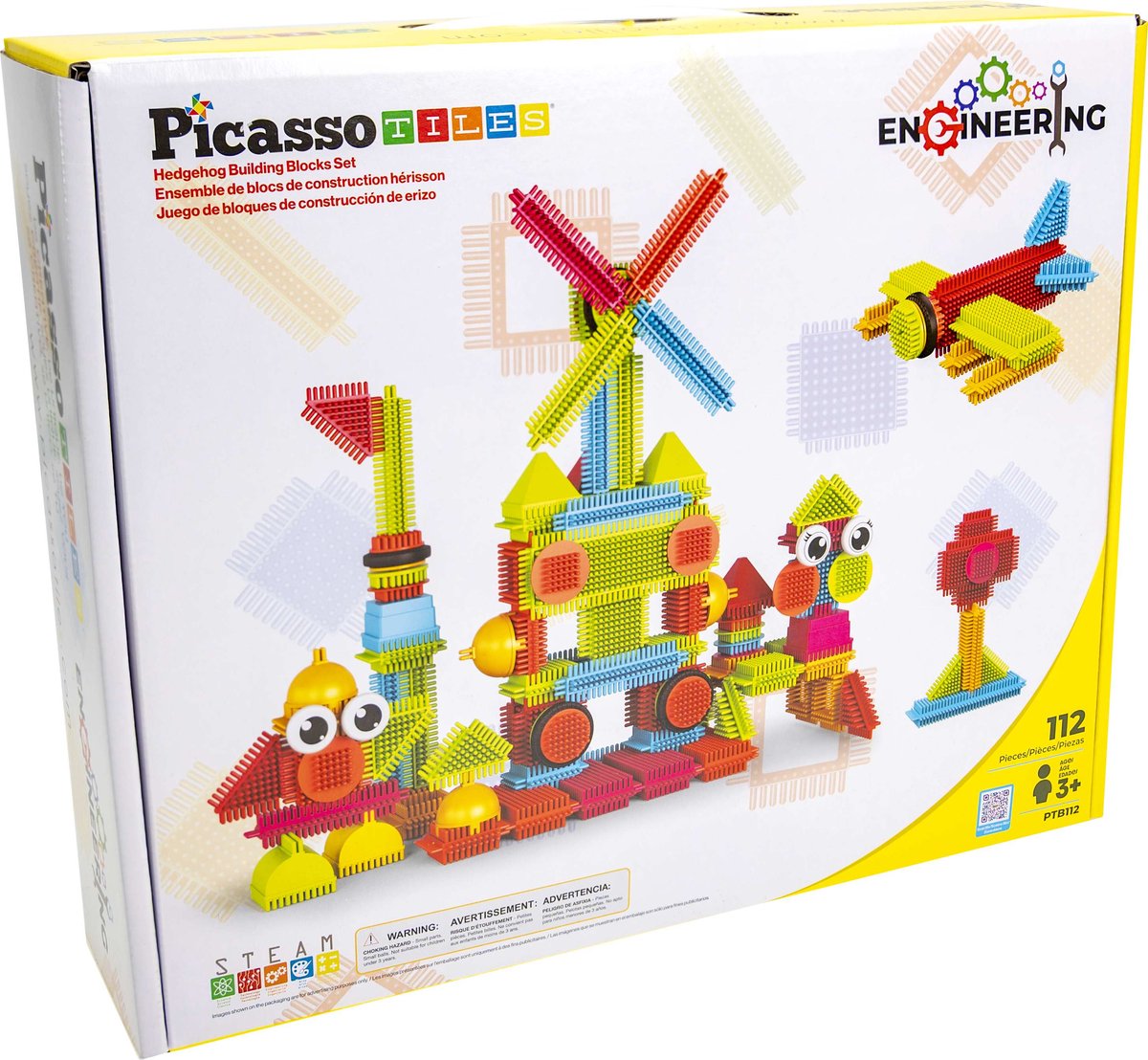 Picassotiles Tactic Picasso Tiles – Konstruktionsspielzeug – Igel-Bausteine – Konstruktionsspielzeug – Stielspielzeug – kreatives Bauspielzeug – 112 Teile – ab 3 Jahren