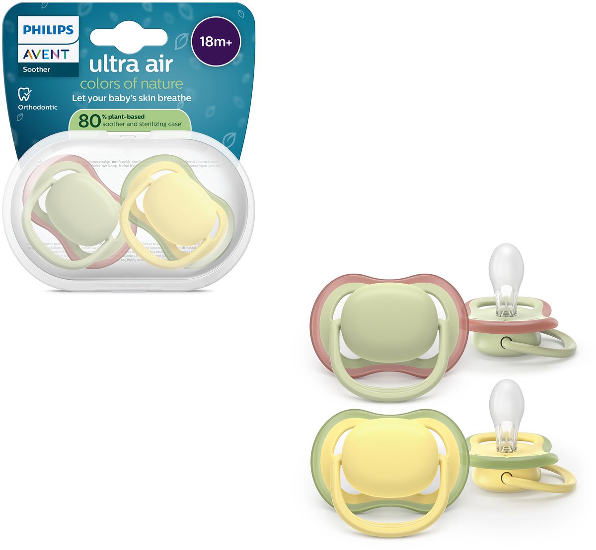 Philips avent ultra air – ademend en lichtgewicht fopspeen (18mnd+) – 2 stuks - scf349 50