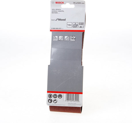 Bosch Zubehör 3-teiliges Schleifband-Set x440 | 75x533 | k150 | bfw - 2608606073
