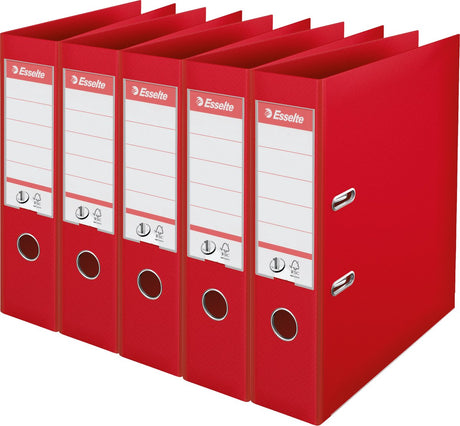 Esselte Nr. 1 Vivida-Ordner – Rückenbreite 75 mm – Vorteilspackung (5 Stück) – rot