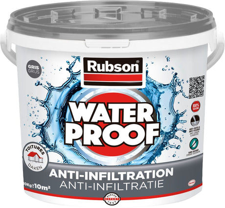 Rubson Anti-Infiltration grau 10 kg | Beschichtung von Dächern, Fundamenten und vergrabenen Materialien | auf Silikonbasis für maximale Elastizität | langlebige Beschichtung und UV-beständig | Langzeitschutz vor Feuchtigkeit.