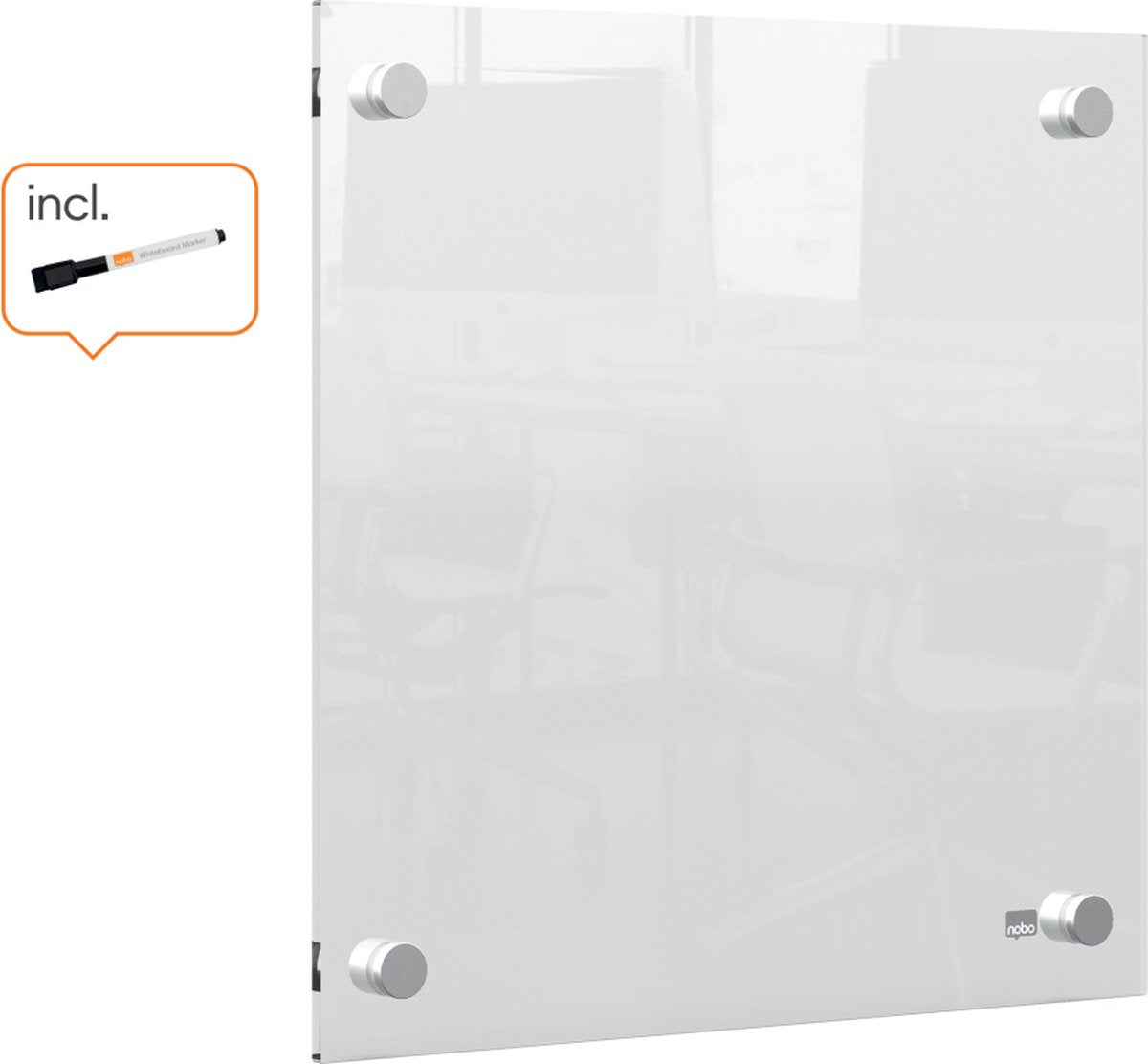 Nobo tragbares, trocken abwischbares Mini-Wand-Whiteboard – inklusive Marker – 30 x 30 cm – transparentes Acryl
