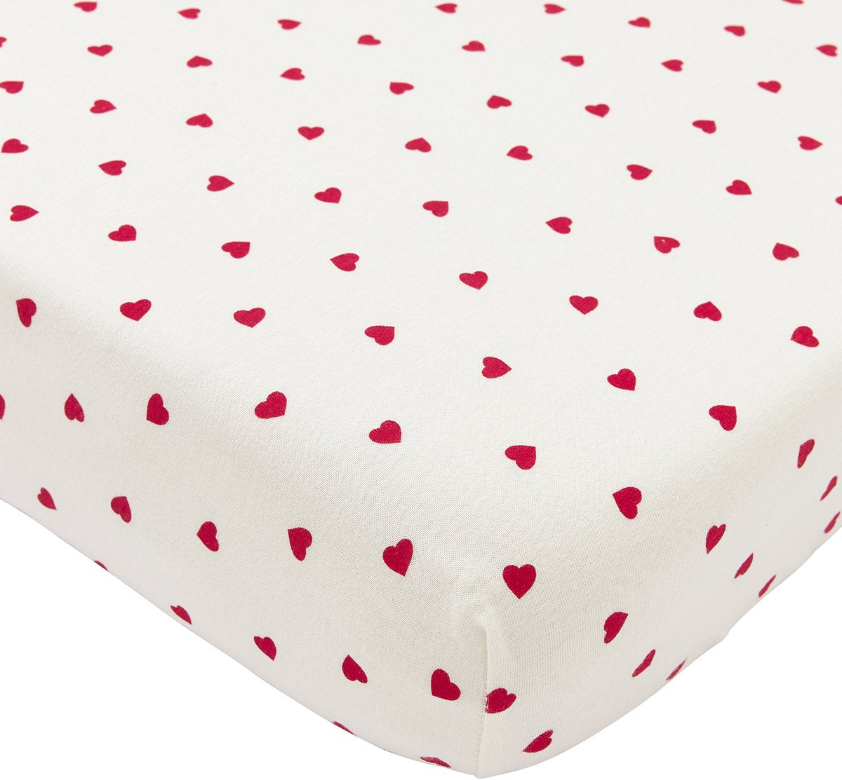 Meyco Baby Sweet Heart Spannbettlaken für Kinderbett – weiß rot – 60 x 120 cm