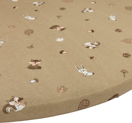 Meyco Baby Waldtiere Spannbettlaken Laufstallmatratze rund – Sand – 90 x 95 cm