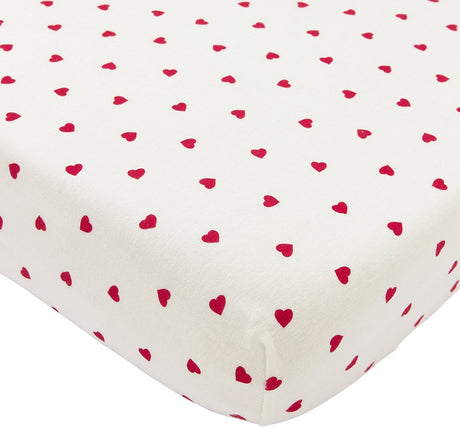 Meyco Baby Sweet Heart Spannbettlaken für Kinderbett – weiß rot – 60 x 120 cm