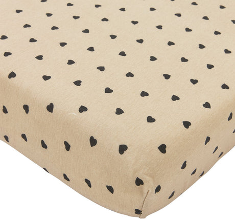 Meyco Baby Sweet Heart Spannbettlaken, Beistellbett – Soft Sand Black – 50 x 90 cm