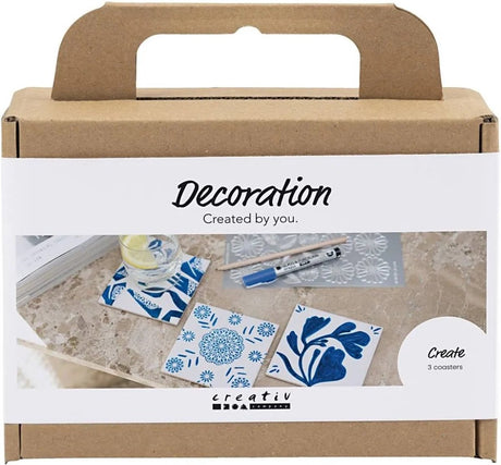Creativ Company Mini-Hobby-Set Dekoration, Porzellan-Untersetzer, blau, 1 Box